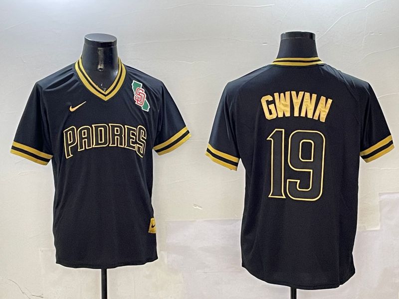 Men San Diego Padres #19 Gwynn Black Gold Game 2025 Nike MLB Jersey style 3252